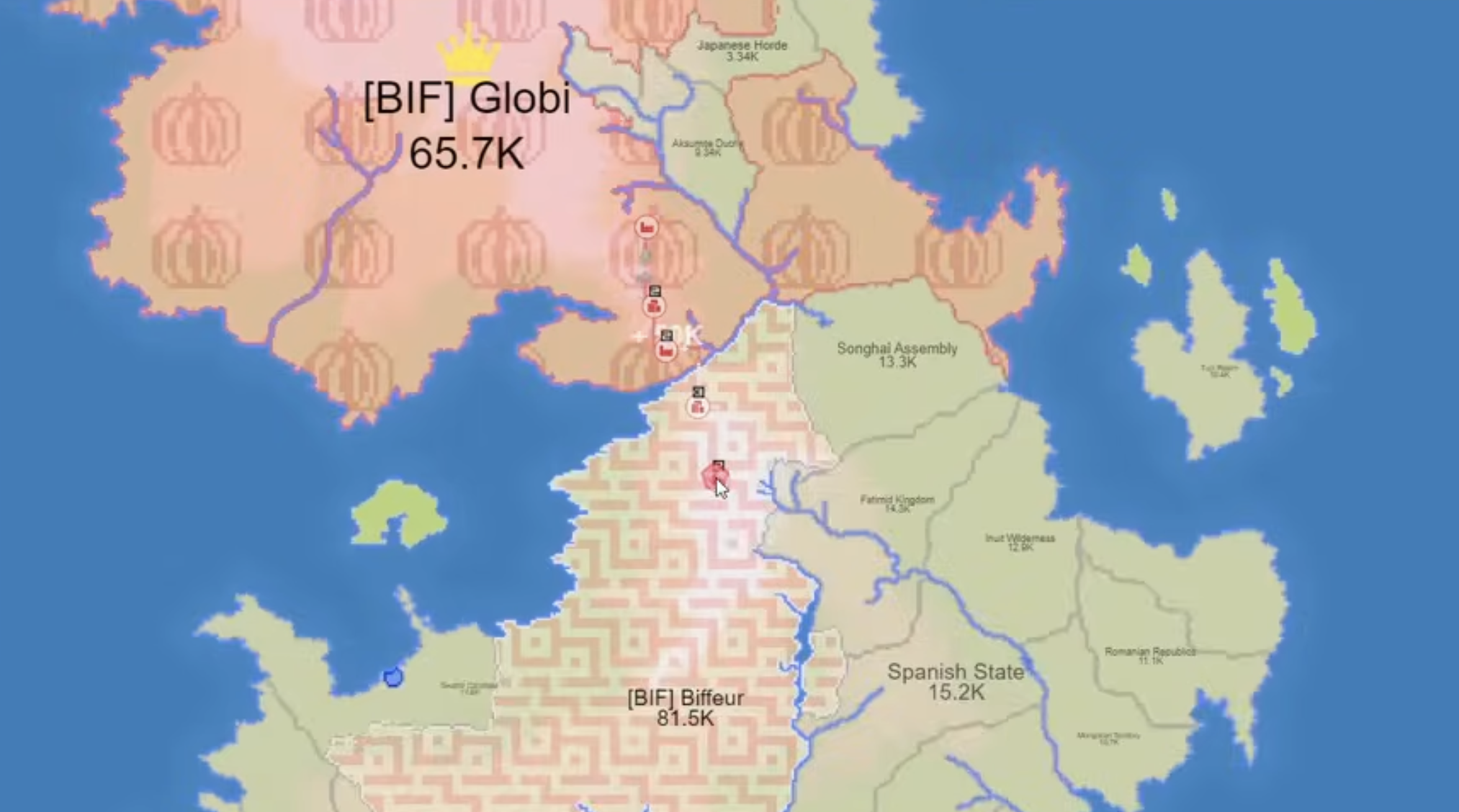 FrontWars Game Beginner's Guide: Shows the ideal early-game building layout, prioritizing Cities, Factories, and Ports for maximum Gold Economy startup.