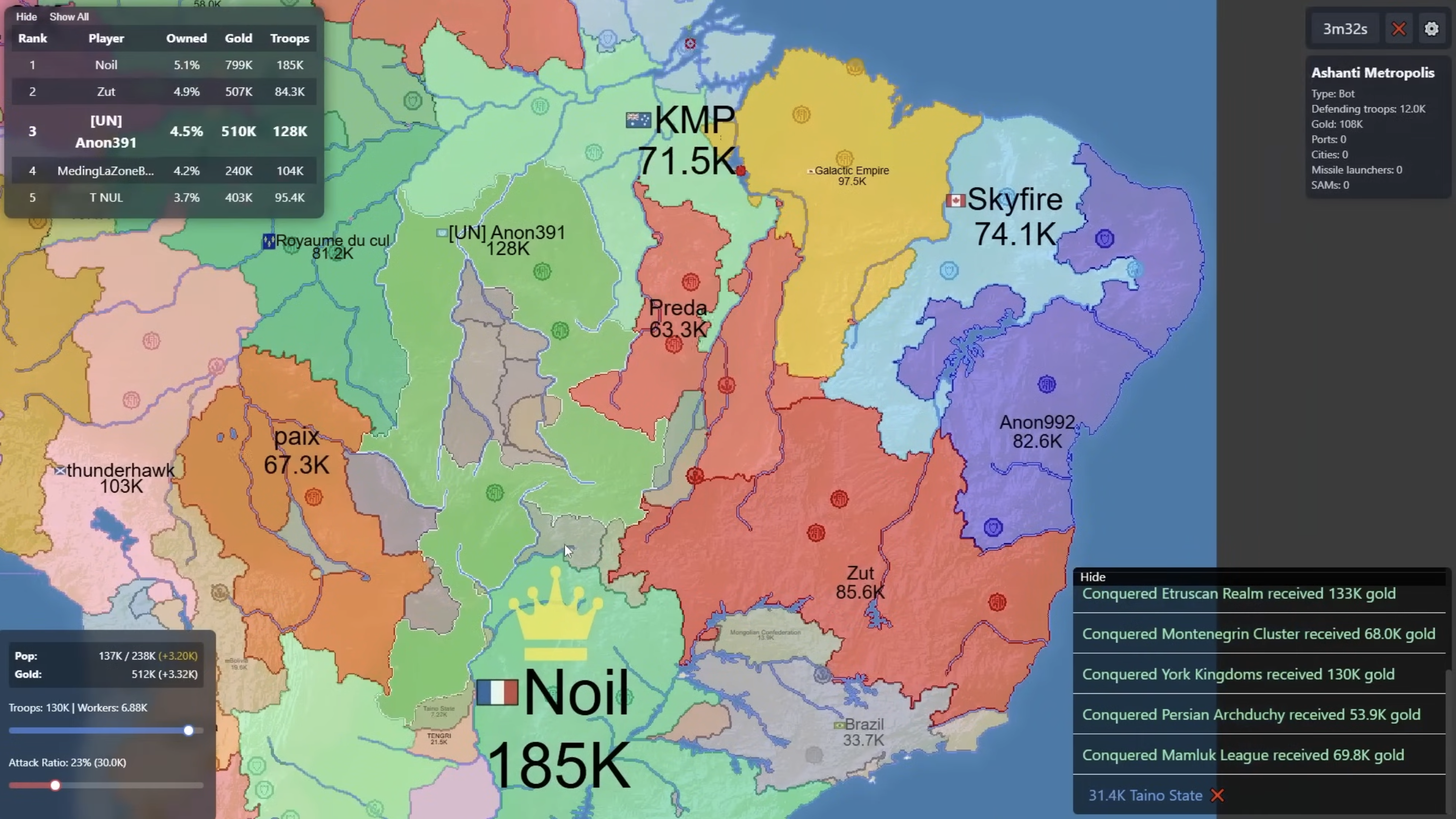 FrontWars Nuke Strategy Guide: High-impact image showing the visual effect of a successful Saturation Attack or H-Bomb detonation.